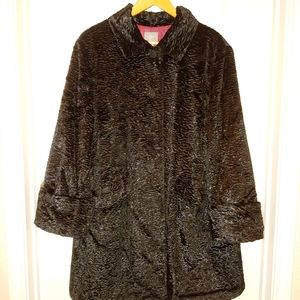 JJill Faux Persian lamb swing coat